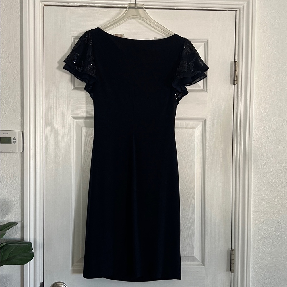 Lauren Ralph Lauren navy blue Sequin wrap dress 8P - Picture 3 of 11
